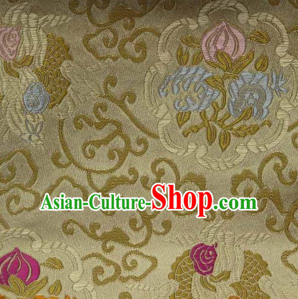 Asian Traditional Pattern Design Golden Satin Material Chinese Tang Suit Brocade Silk Fabric