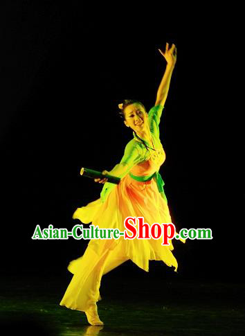 Chinese Traditional Classical Dance Costumes Umbrella Dance Stage Performance Dress for Women