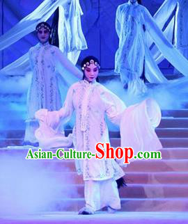 Chinese Traditional Classical Dance Group Dance Costumes Beijing Opera Stage Performance White Dress for Women