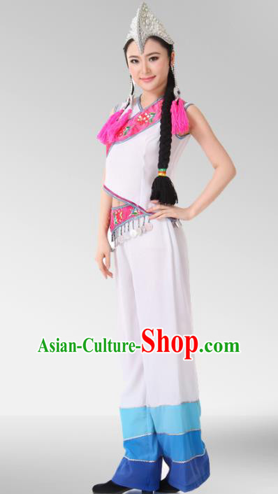 Chinese Traditional Folk Dance Group Dance Costumes Yi Nationality Stage Performance Dress for Women