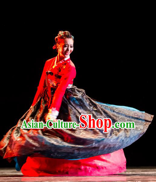 Chinese Traditional Folk Dance Group Dance Costumes Korean Nationality Stage Performance Dress for Women