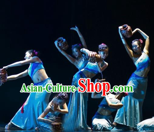 Chinese Traditional Folk Dance Group Dance Stage Performance Costumes Peacock Dance Dress for Women