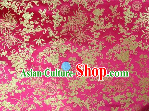 Asian Traditional Chrysanthemum Pattern Design Pink Satin Material Chinese Tang Suit Brocade Silk Fabric