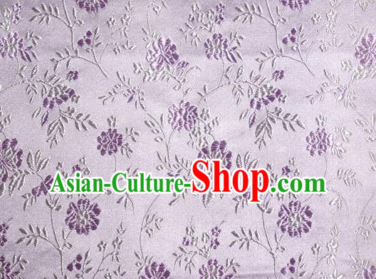 Asian Traditional Royal Flowers Pattern Design Lilac Satin Material Chinese Tang Suit Brocade Silk Fabric