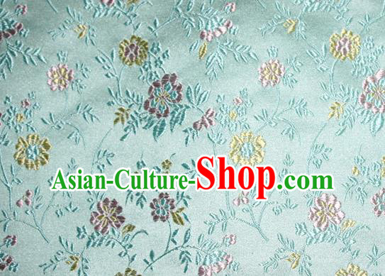 Asian Traditional Royal Flowers Pattern Design Green Satin Material Chinese Tang Suit Brocade Silk Fabric