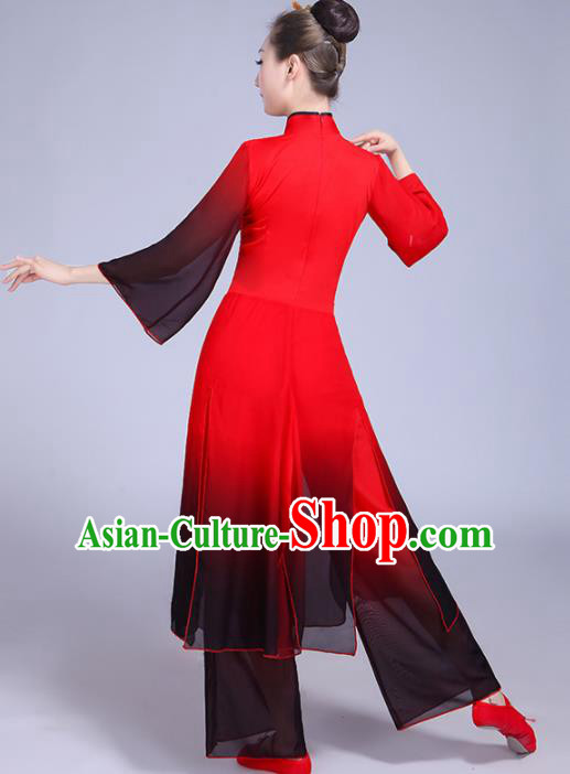 Chinese Traditional Group Dance Yangko Costumes Stage Performance Folk Dance Red Clothing for Women