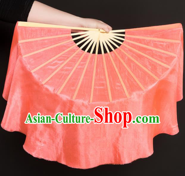 Chinese Traditional Folk Dance Props Orange Silk Fans Folding Fans Yangko Fan