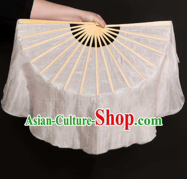 Chinese Traditional Folk Dance Props White Silk Fans Folding Fans Yangko Fan