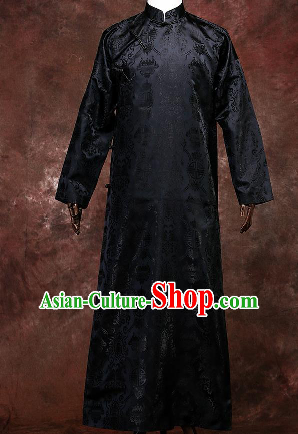 Chinese Traditional Wedding Costumes Ancient Bridegroom Tang Suit Black Robe for Men