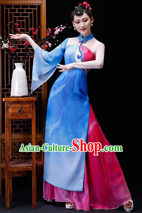 Chinese Traditional Classical Dance Costumes Umbrella Dance Group Dance Dress for Women