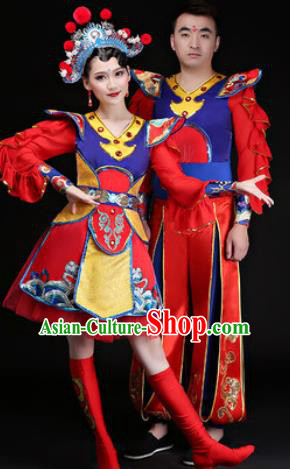 Chinese Traditional Folk Dance Costumes Drum Dance Group Dance Clothing for Women for Men
