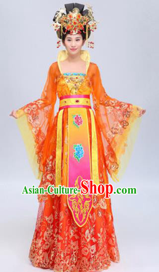 Chinese Traditional Classical Dance Costumes Tang Dynasty Imperial Concubine Yang Dance Red Dress for Women