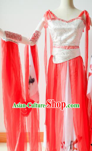 Traditional Chinese Han Dynasty Aristocratic Lady Costumes Ancient Cosplay Swordswoman Red Hanfu Dress for Women