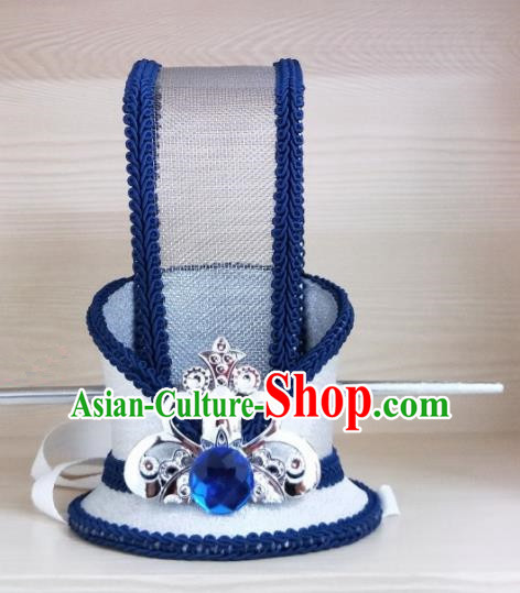 Chinese Ancient Nobility Childe Hair Accessories Han Dynasty Bridegroom Royalblue Headwear for Men