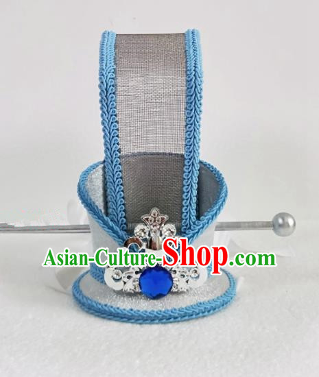 Chinese Ancient Nobility Childe Hair Accessories Han Dynasty Bridegroom Blue Headwear for Men