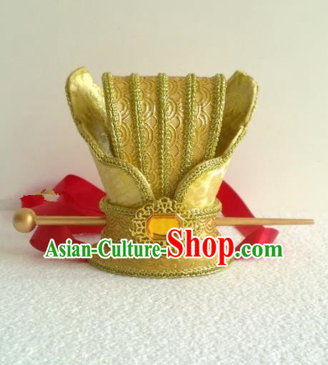 Chinese Ancient Prince Hair Accessories Tang Dynasty Emperor Golden Hairpins Headwear for Men