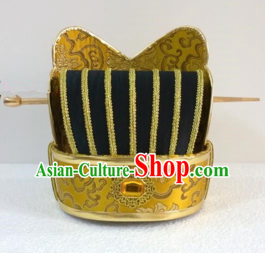 Chinese Ancient Minister Hair Accessories Han Dynasty Prime Minister Hat Headwear for Men