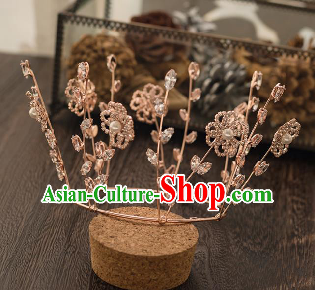 Top Grade Handmade Wedding Hair Accessories Bride Crystal Royal Crown Headwear for Women