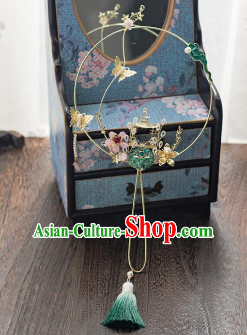 Chinese Ancient Wedding Accessories Bride Handmade Cloisonne Palace Fans for Women
