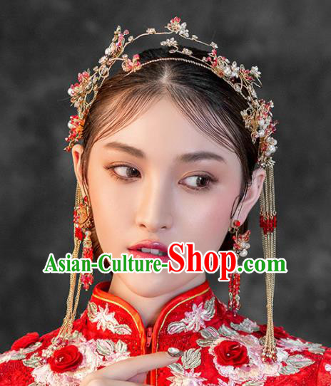 Chinese Ancient Wedding Hair Accessories Phoenix Coronet Bride Hairpins Headwear for Women