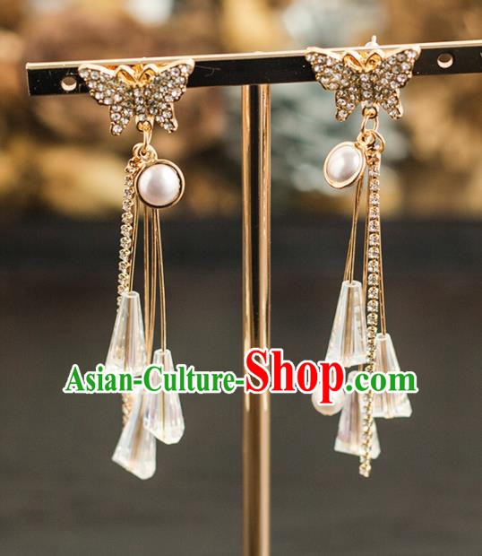 Handmade Wedding Crystal Butterfly Ear Accessories Top Grade Bride Hanfu Earrings for Women