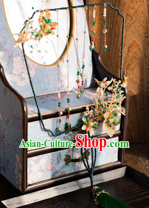 Chinese Ancient Wedding Accessories Bride Palace Fans Handmade Tassel Round Fan for Women