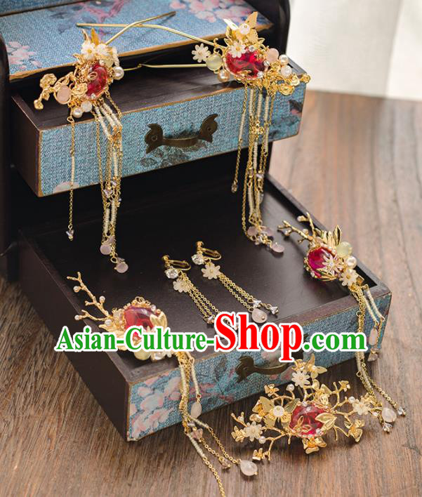 Chinese Ancient Bride Crystal Hair Clips Wedding Hair Accessories Hairpins Headwear for Women