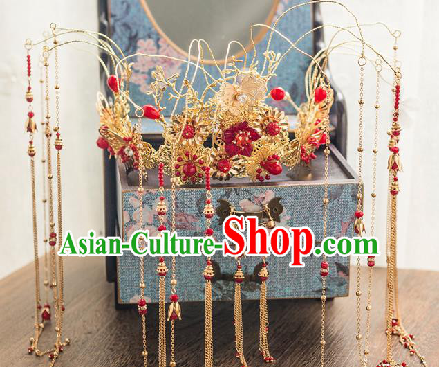 Chinese Ancient Bride Wedding Hair Accessories Luxury Phoenix Coronet Hairpins Headwear for Women