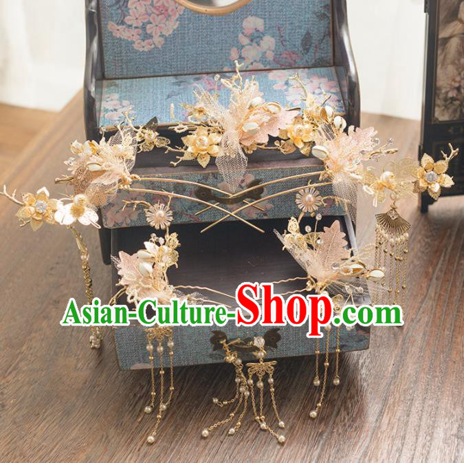 Chinese Ancient Bride Wedding Hair Accessories Hair Clips Hairpins Headwear for Women