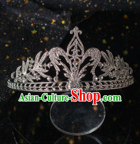 Top Grade Handmade Wedding Hair Accessories Bride Crystal Royal Crown Headwear for Women