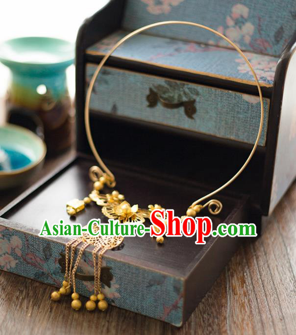 Chinese Ancient Wedding Accessories Bride Handmade Golden Palace Necklace for Women