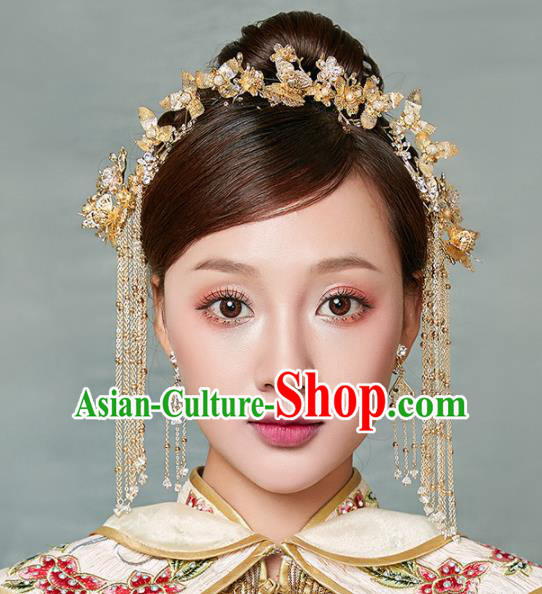 Chinese Ancient Palace Bride Tassel Hair Clips Wedding Hair Accessories Hairpins Headwear for Women