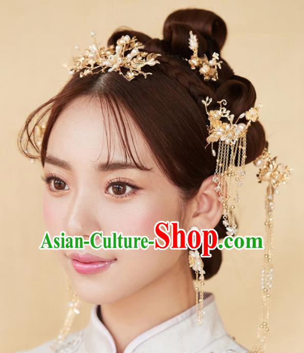 Chinese Ancient Palace Bride Hair Accessories Hanfu Hair Comb Hairpins Headwear for Women