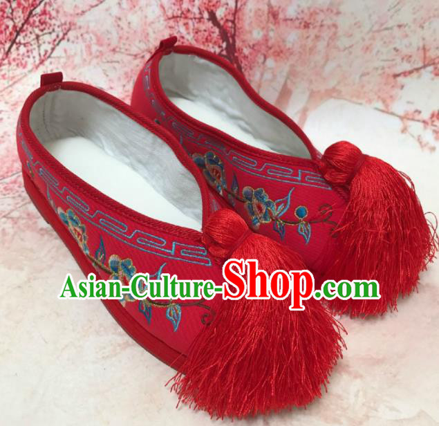 Traditional Chinese Shoes Wedding Shoes Ancient Princess Shoes Beijing Opera Embroidered Shoes for Women