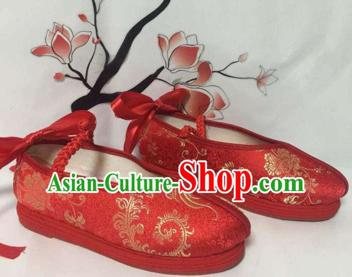 Traditional Chinese Shoes Wedding Shoes Ancient Princess Shoes Red Blood Stained Shoes for Women