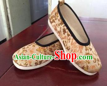 Traditional Chinese Golden Shoes Ancient Princess Shoes Wedding Embroidered Shoes for Women