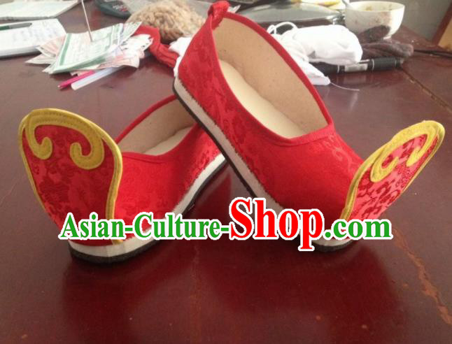 Traditional Chinese Wedding Shoes Ancient Princess Shoes Red Embroidered Shoes for Women