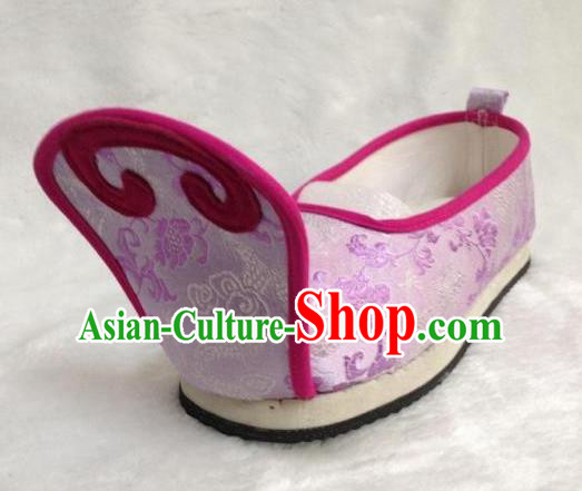 Traditional Chinese Wedding Shoes Ancient Princess Shoes Purple Embroidered Shoes for Women