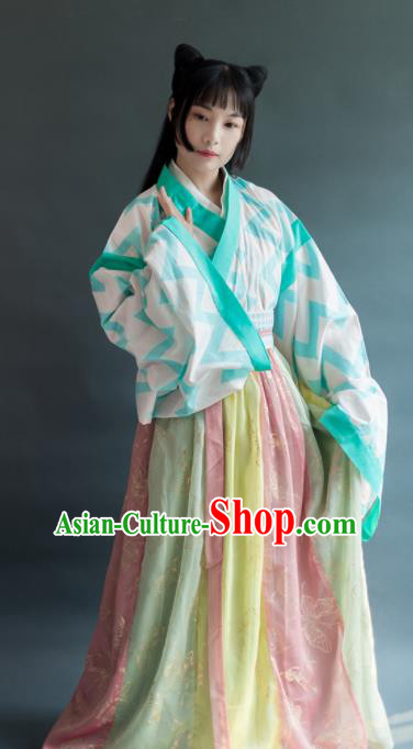 Chinese Traditional Jin Dynasty Female Historical Costumes Ancient Palace Princess Hanfu Dress for Women