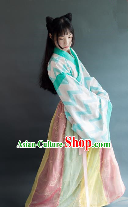 Chinese Traditional Jin Dynasty Female Historical Costumes Ancient Palace Princess Hanfu Dress for Women