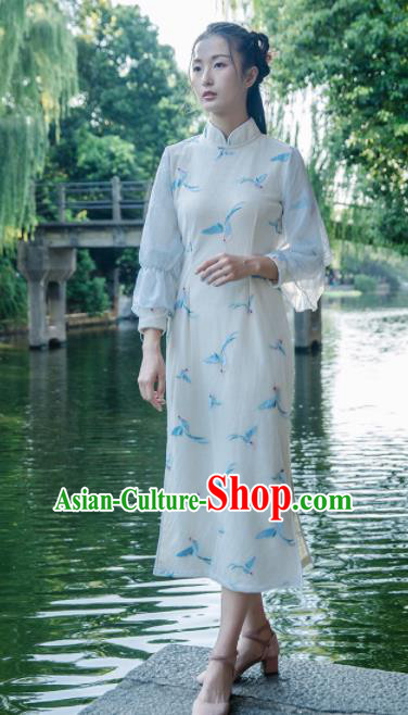 Chinese Traditional Costumes National Qipao Dress Wool Cheongsam for Women