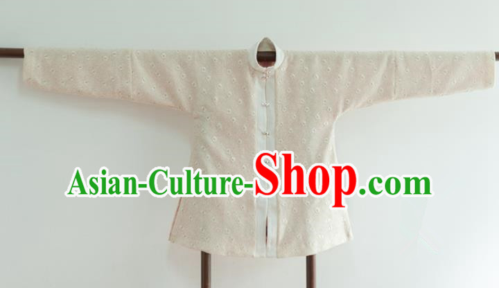 Chinese Ancient Ming Dynasty Historical Costumes Traditional Beige Blouse for Women