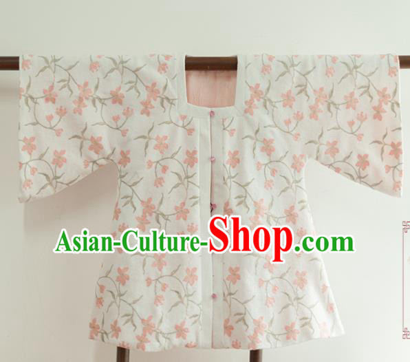 Chinese Ancient Ming Dynasty Historical Costumes Traditional Half Sleeves White Waistcoat for Women
