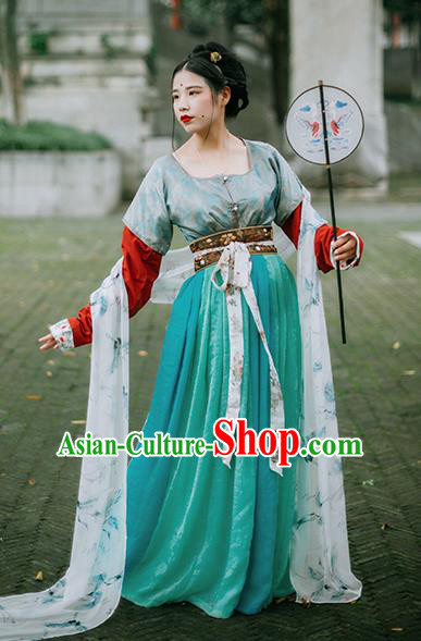 Chinese Tang Dynasty Palace Lady Historical Costumes Ancient Traditional Court Maid Hanfu Dress for Women