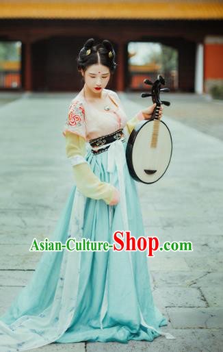 Chinese Tang Dynasty Court Maid Historical Costumes Ancient Peri Traditional Dance Hanfu Dress for Women