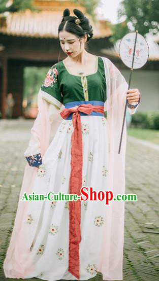 Chinese Traditional Tang Dynasty Court Princess Historical Costumes Ancient Peri Hanfu Dress for Women