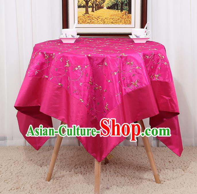 Chinese Classical Household Rosy Brocade Table Cover Traditional Handmade Table Cloth Antependium