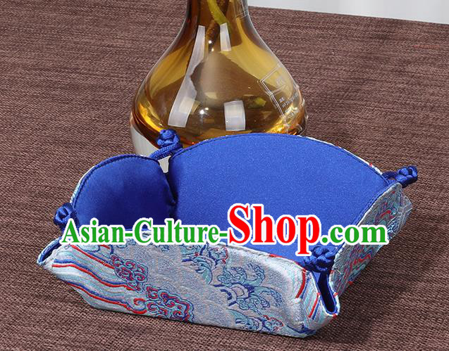 Chinese Traditional Household Accessories Classical Blue Brocade Storage Box Candy Tray