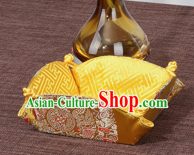 Chinese Traditional Household Accessories Classical Dragon Pattern Golden Brocade Storage Box Candy Tray