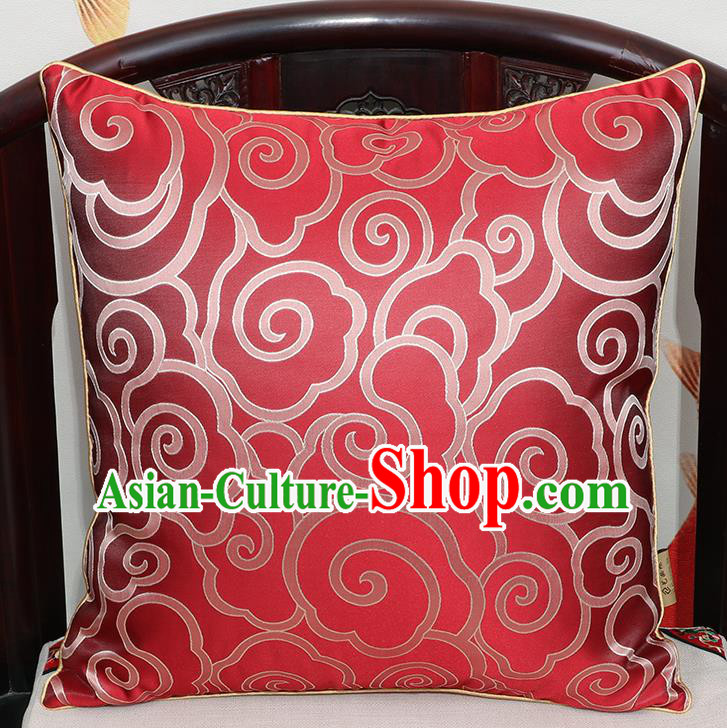 Chinese Classical Household Ornament Traditional Red Brocade Back Cushion Cover